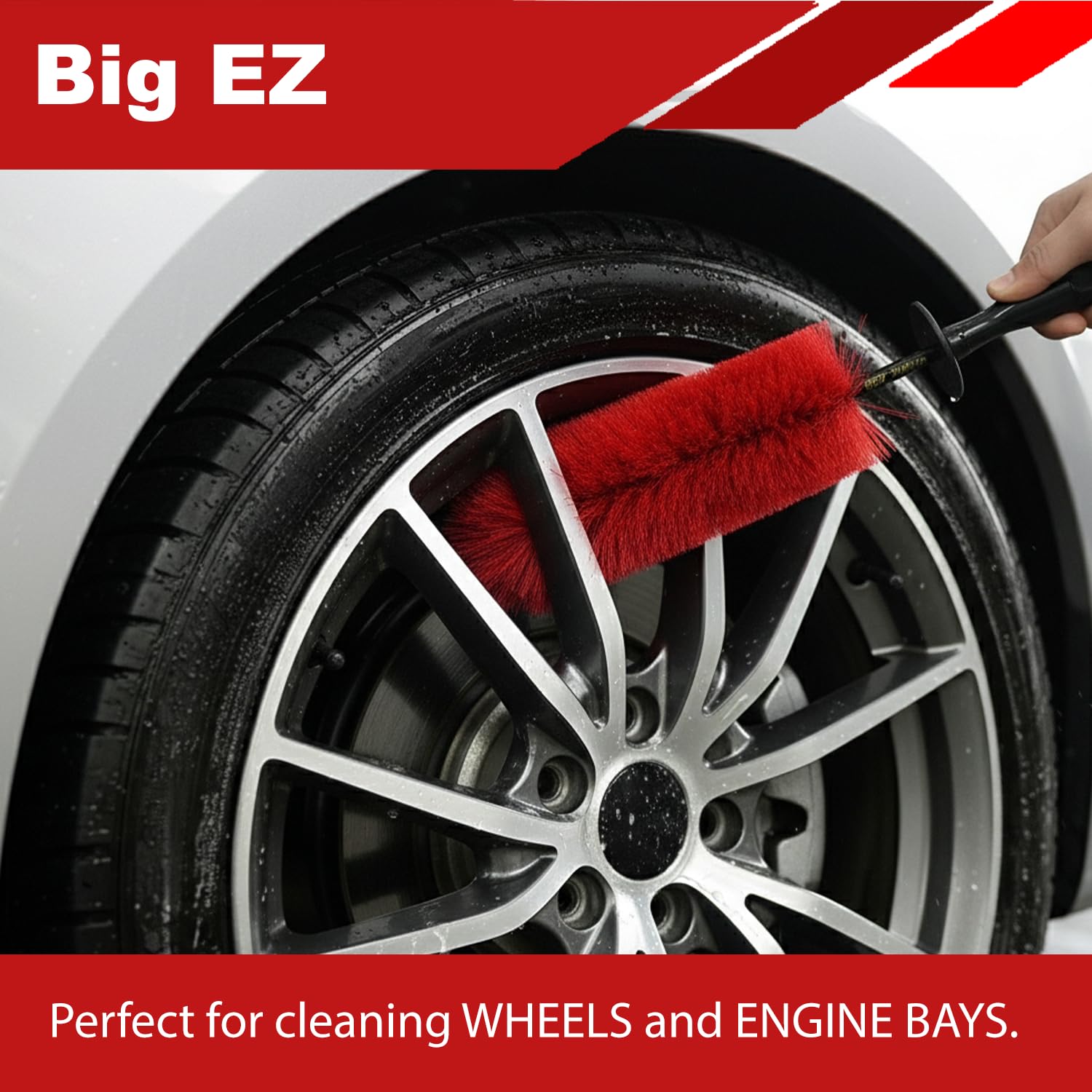 EZ Detail Big Red wheel brush 18-inch flexible design for extended reach.