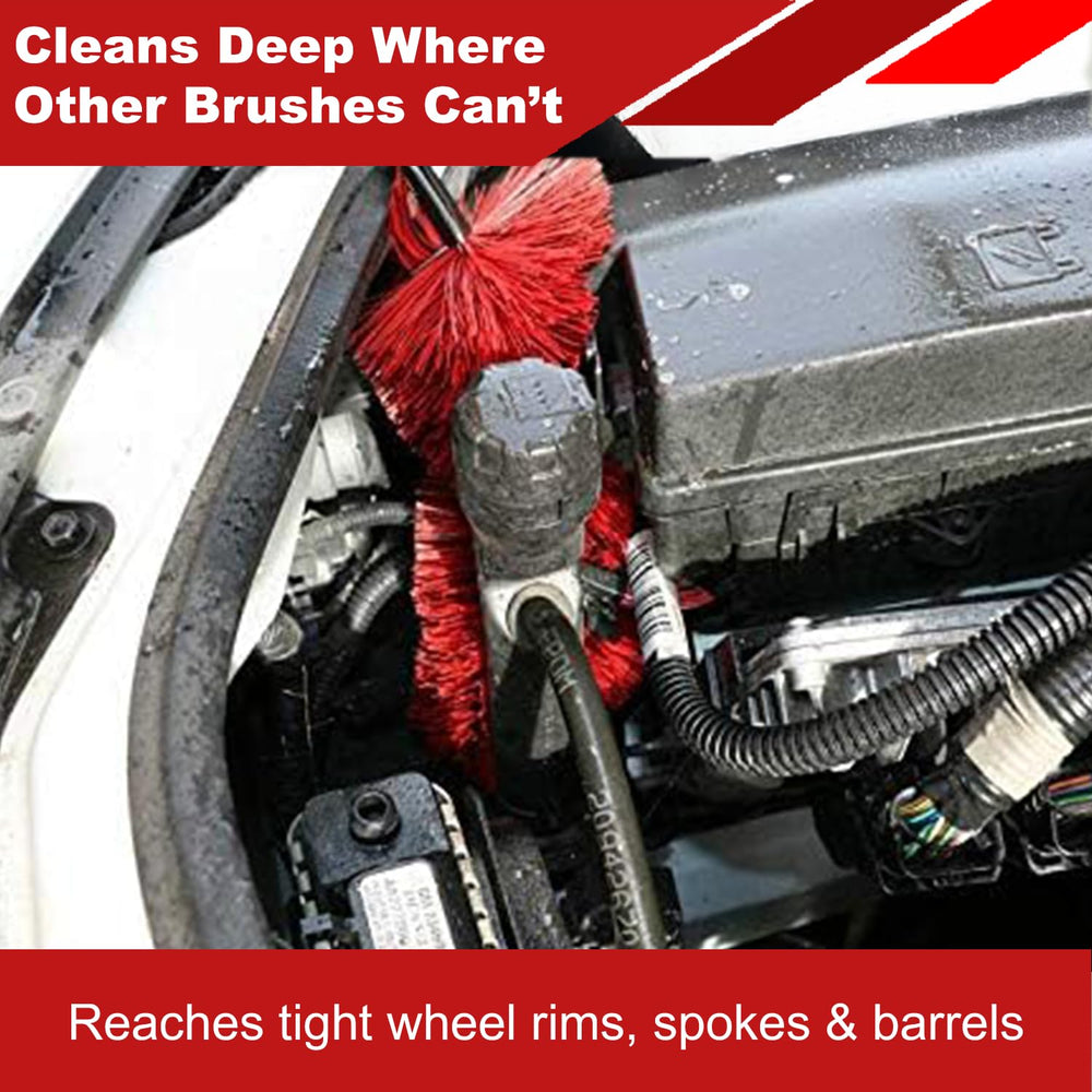 EZ Detail Big Red wheel brush tight spots for precise cleaning.