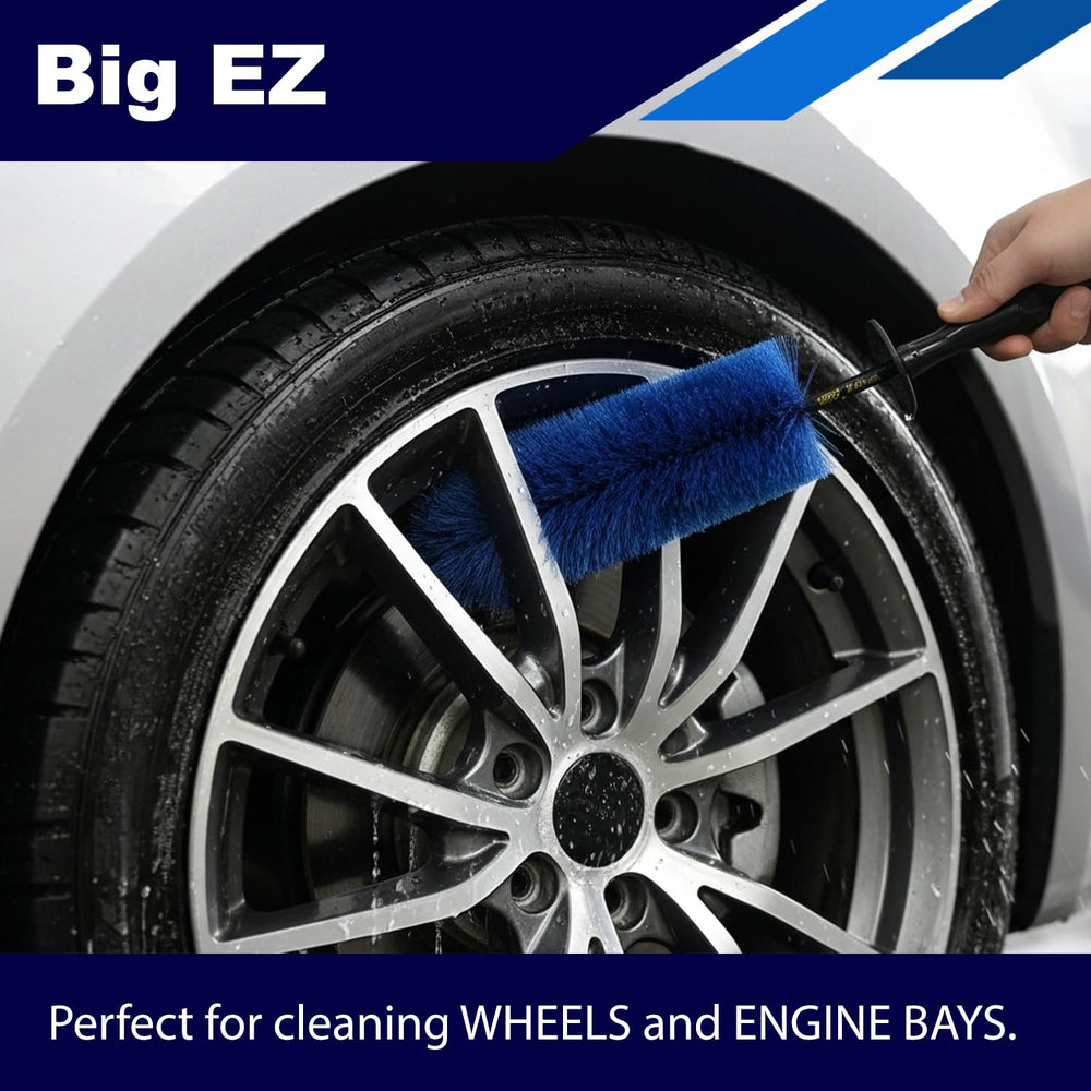 EZ Detail Big Wheel Brush reaching behind spokes for full coverage.