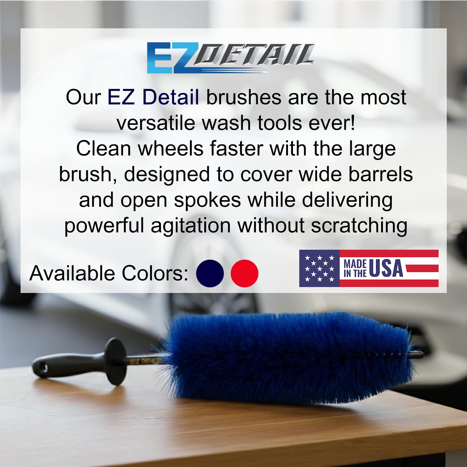 Close-up of the nylon bristles on EZ Detail Big Wheel Brush.