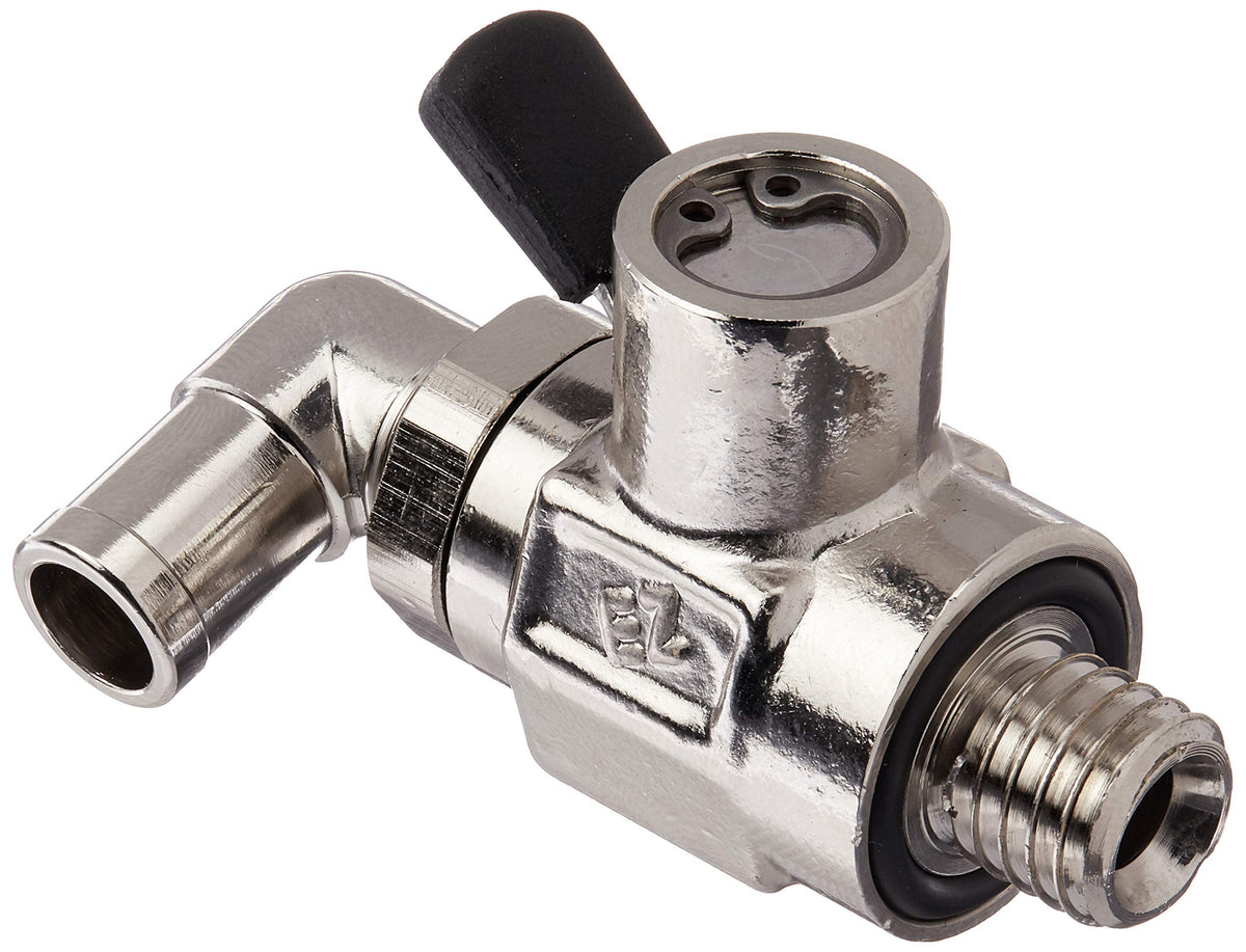 EZ Oil Drain Valve with L-shape hose end for clean, spill-free oil changes.