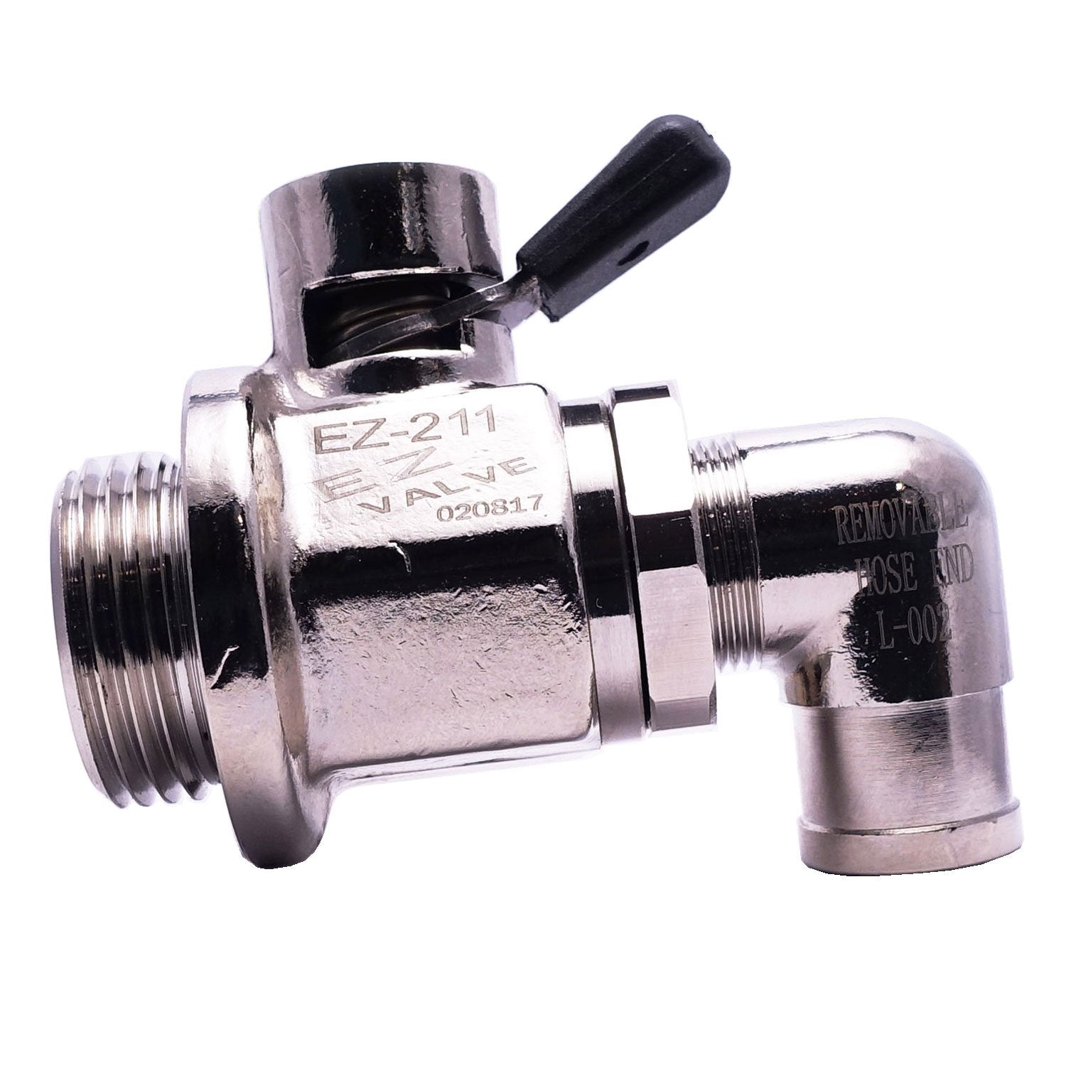 EZ Oil Drain Valve lever-action enables fast, spill-free oil changes.