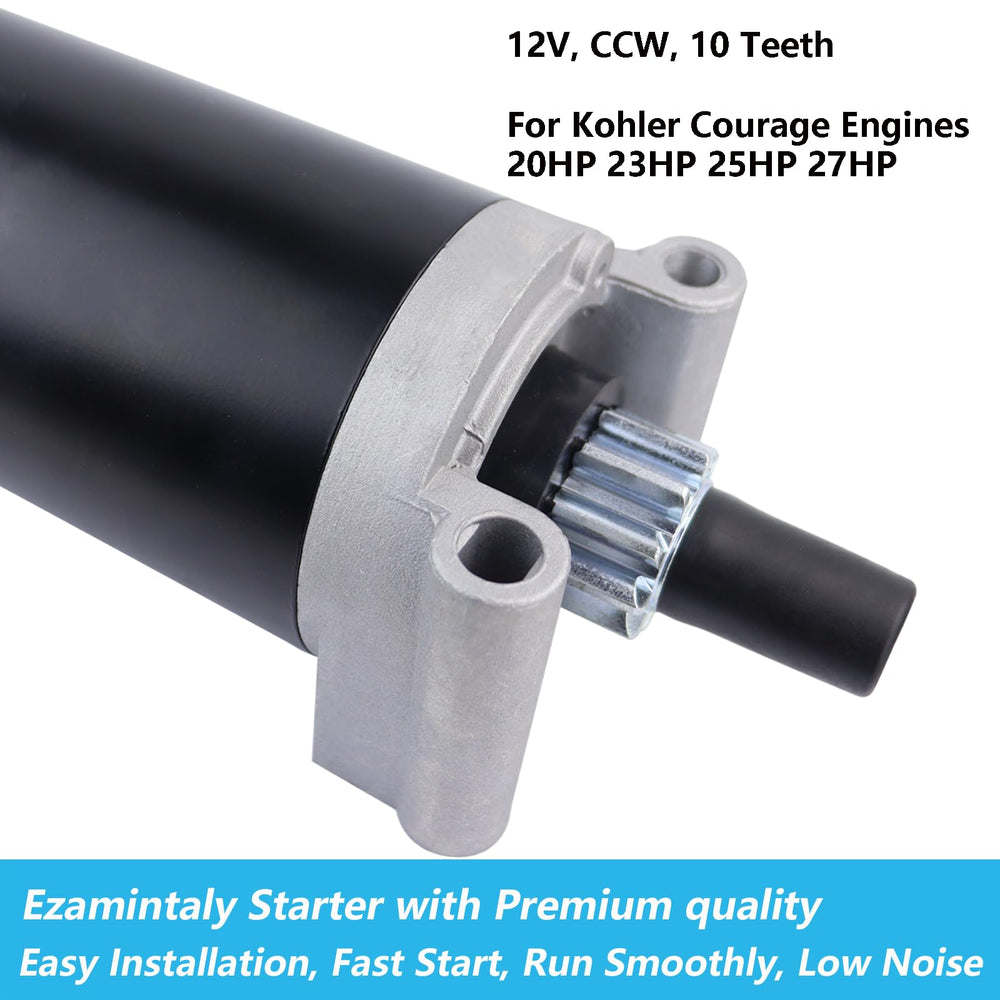 Ezamintaly starter motor with 10-tooth pinion for Kohler Courage engines.