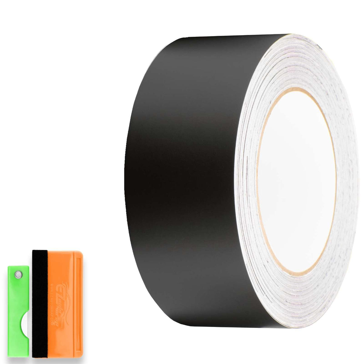 EZAuto Wrap matte black vinyl roll shown for chrome delete and vehicle protection