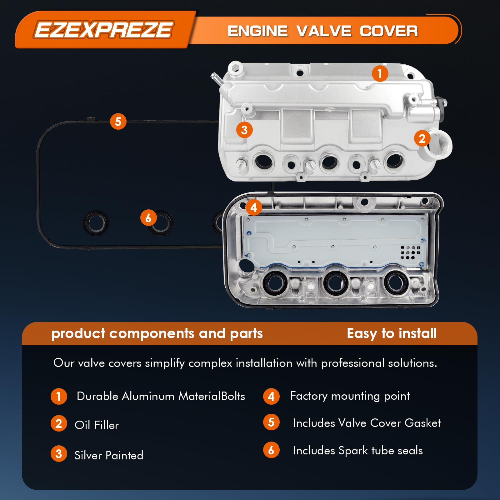Ezexpreze aluminium valve cover for Ridgeline 3.5L helps reduce leaks and engine odor