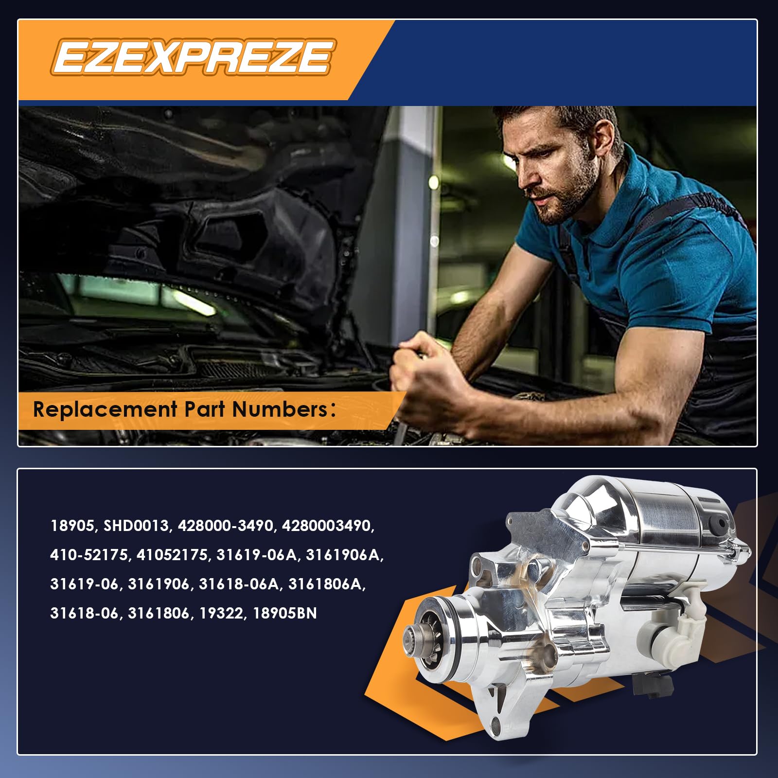 EZEXPREZE chrome starter installation ready, simplify wiring and mounting for quick roadside readiness.