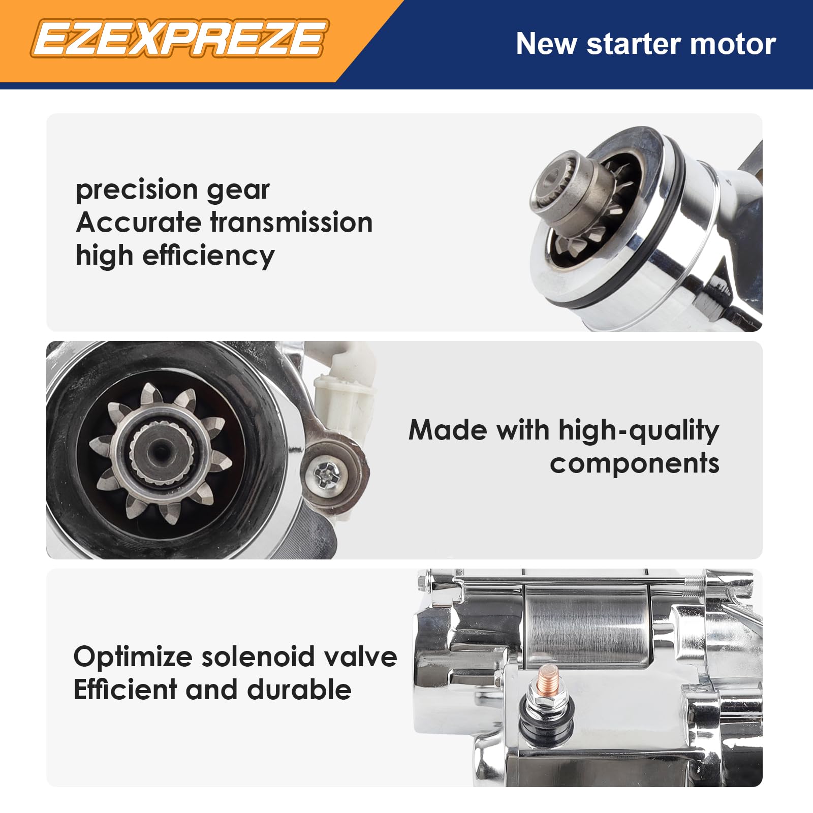 EZEXPREZE chrome starter quality check badge indicates ISO certification and DV testing.