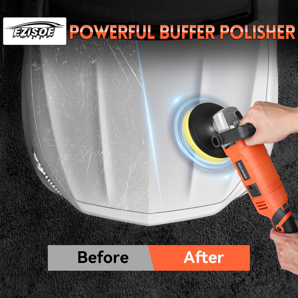 EZISOE 7-inch wool pad paired with polisher for removing defects