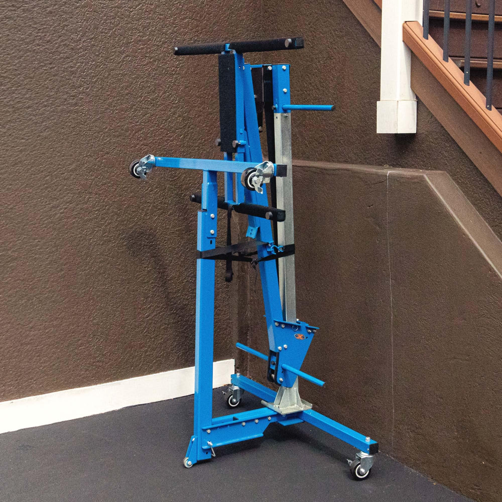 EZLIFT safety design highlights thick steel construction for secure lifting.