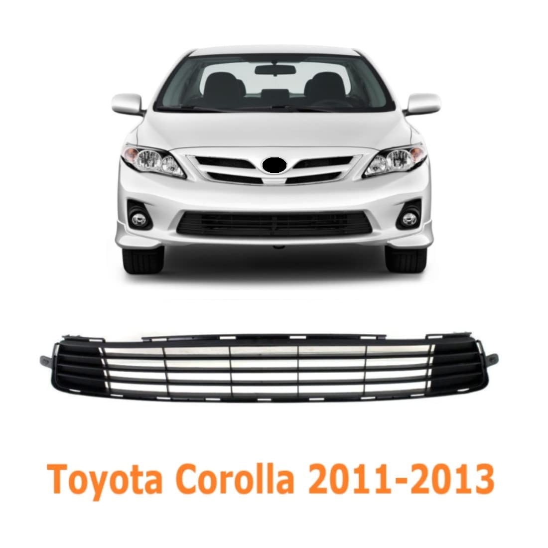 EzMech durable plastic bumper grille for Toyota Corolla 2011-2013, long-lasting performance.