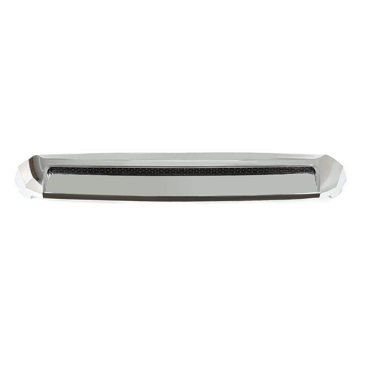 EzMech chrome hood molding close-up on Tundra, durable chrome finish.