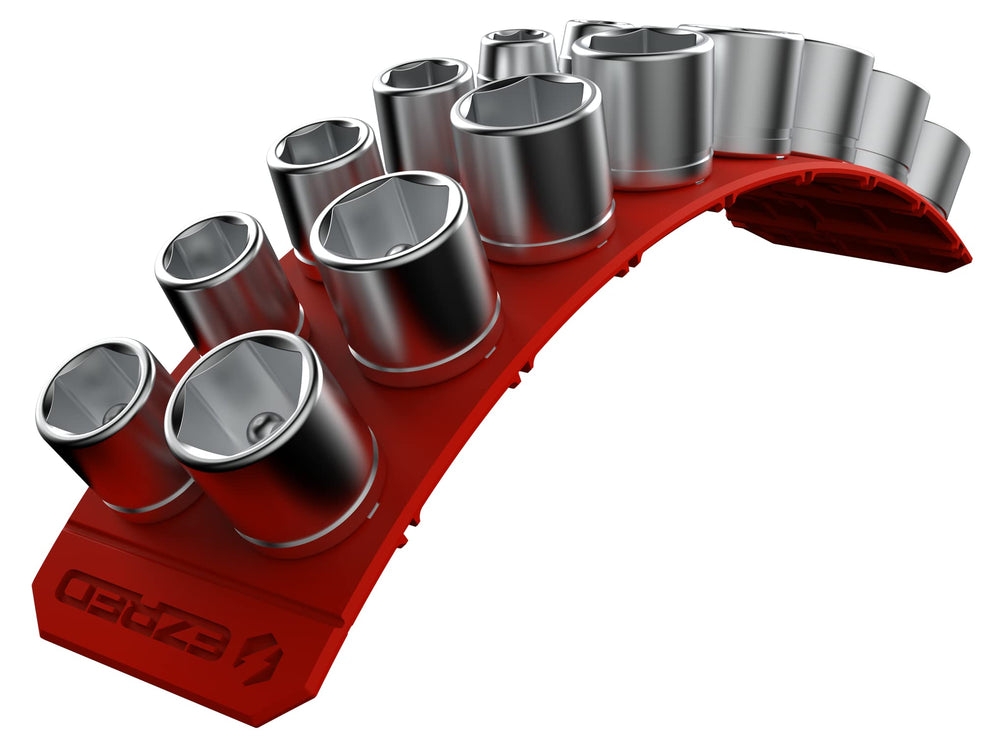 EZRED 3/8 inch magnetic flexible socket holder on a toolbox for fast access.