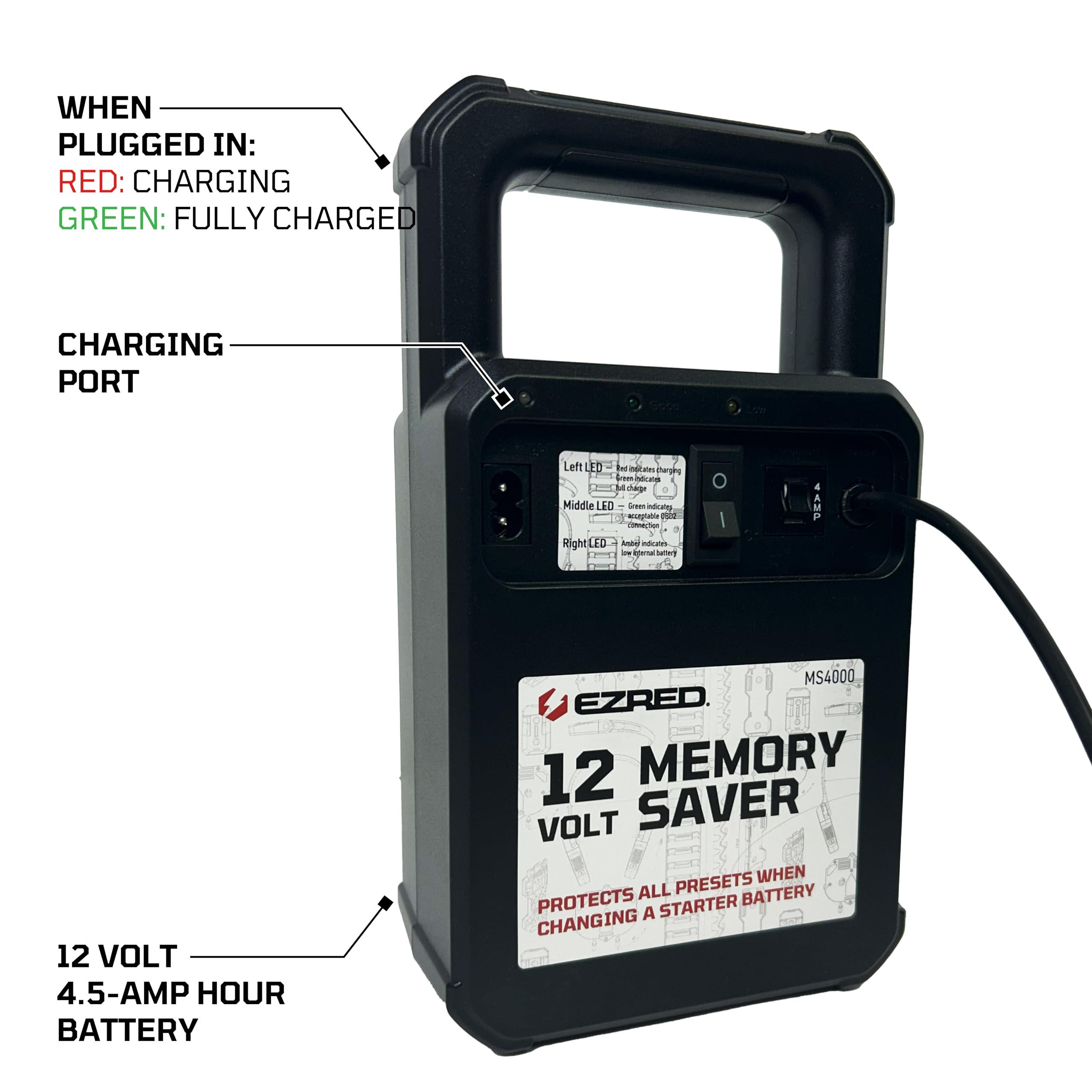 Protects radios, clocks, and keyless entry settings during maintenance.