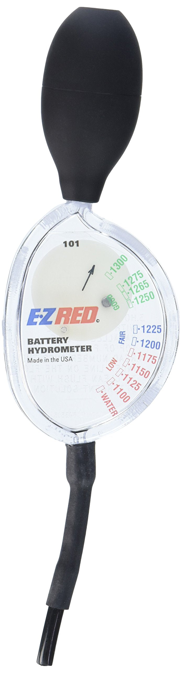 EZRED SP101 battery hydrometer readout displays acid level for quick battery health checks.