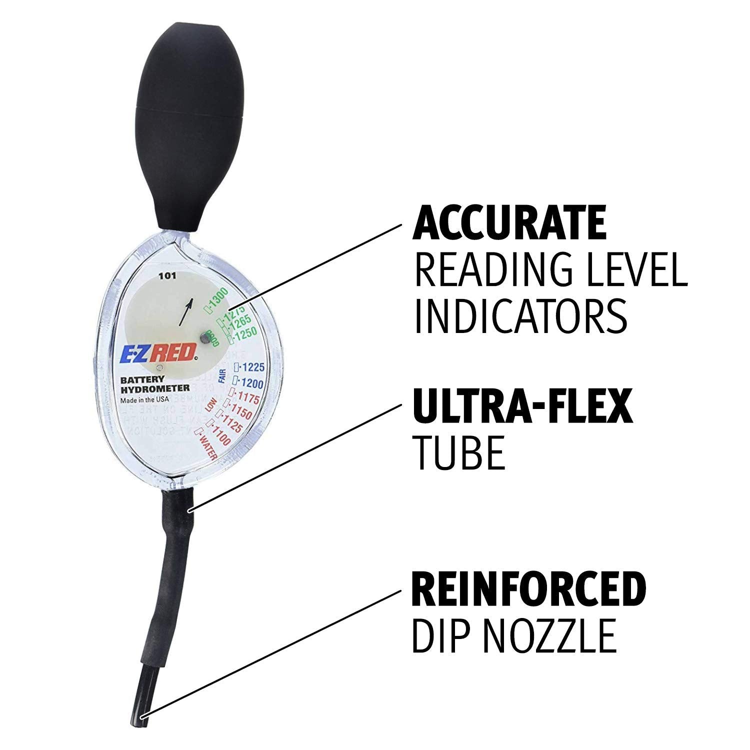 EZRED SP101 universal fit supports most batteries with easy visibility for customers.