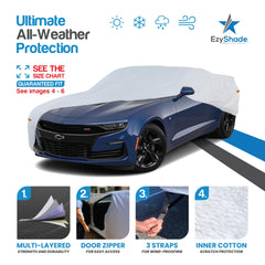 EzyShade 10-layer cover rear view for Size C5 shields a classic car from weather