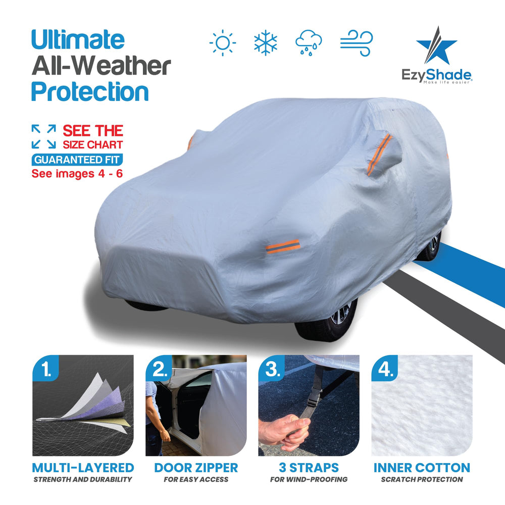 EzShade size-chart guided fit for snug SUV coverage