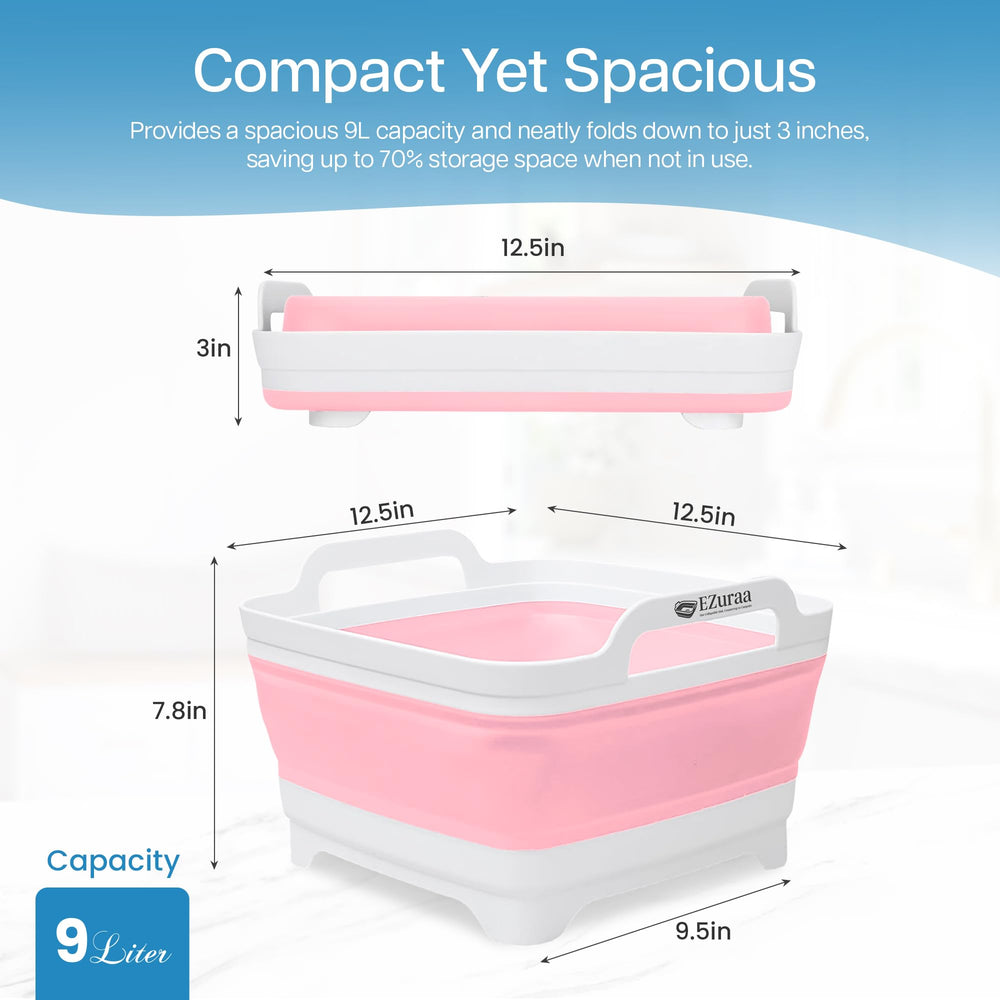 EZuraa portable camping sink in pink folds flat for travel