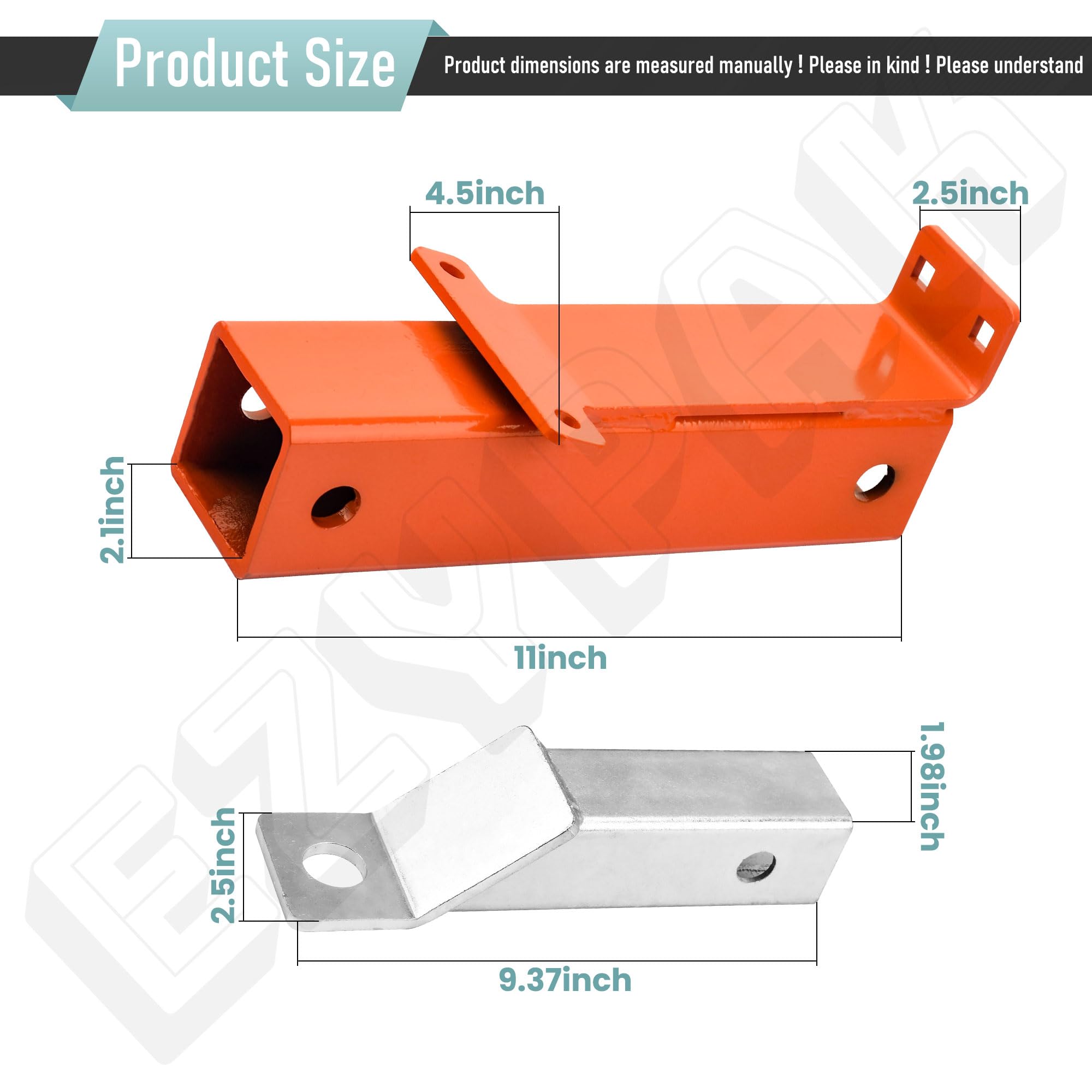 Close-up of EZYPak rear hitch in heavy-duty alloy steel detail for reliability