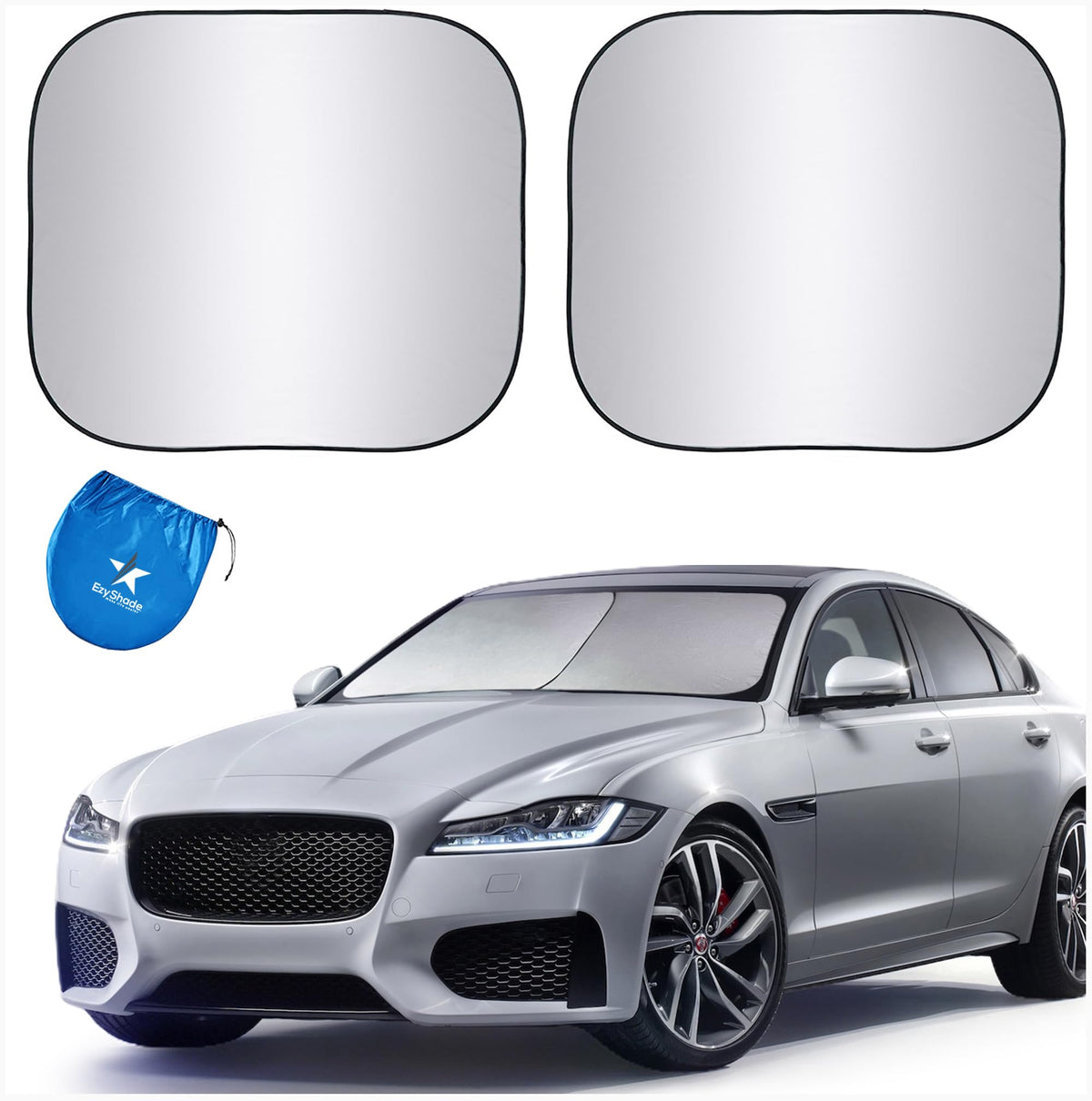 EzyShade windshield shade front view reduces heat and glare for a cooler drive.