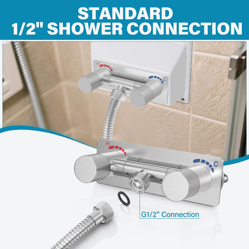 F-pianwe compact RV shower valve saves wall space with a slim profile.