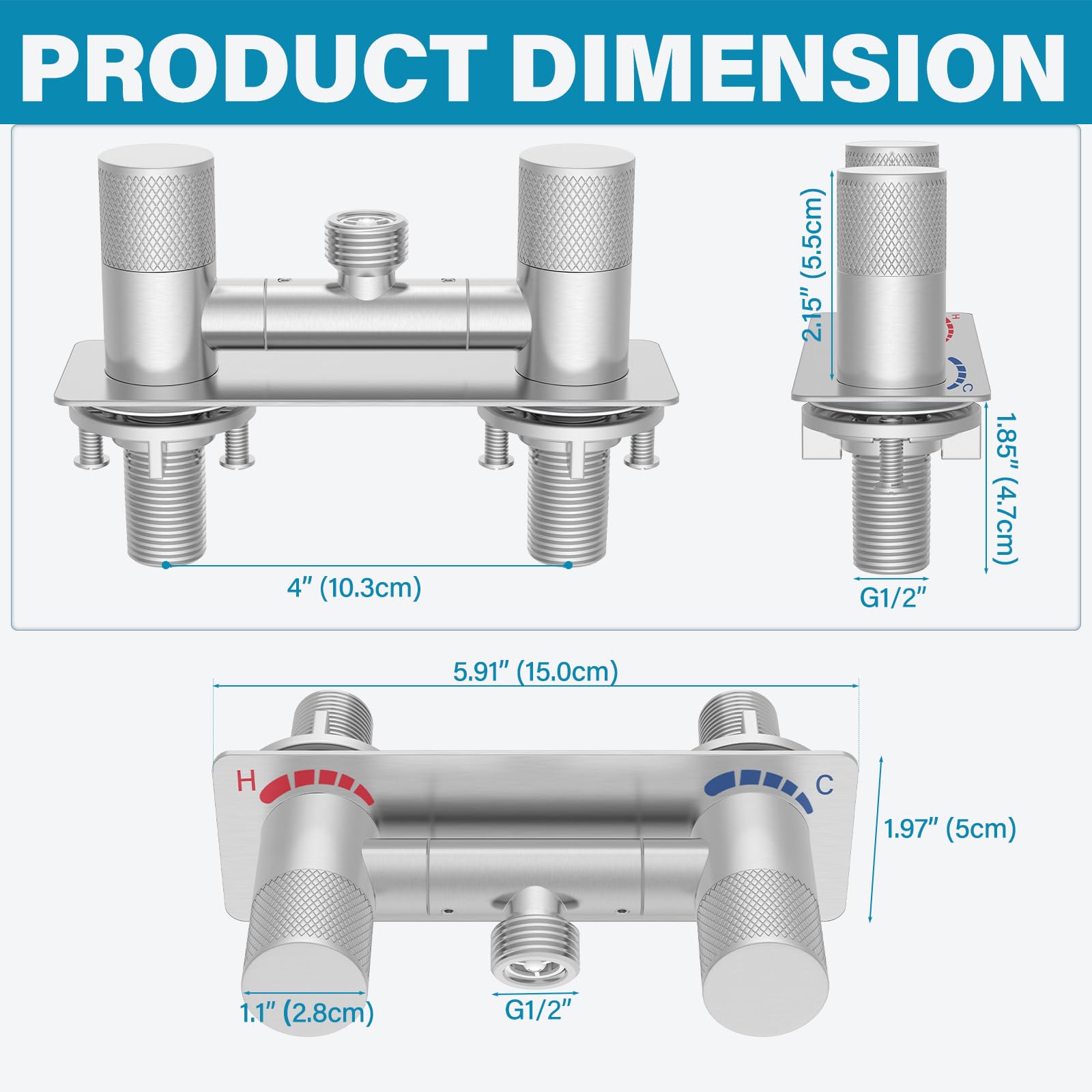 F-pianwe ergonomic metal knobs provide firm grip for precise temperature control.