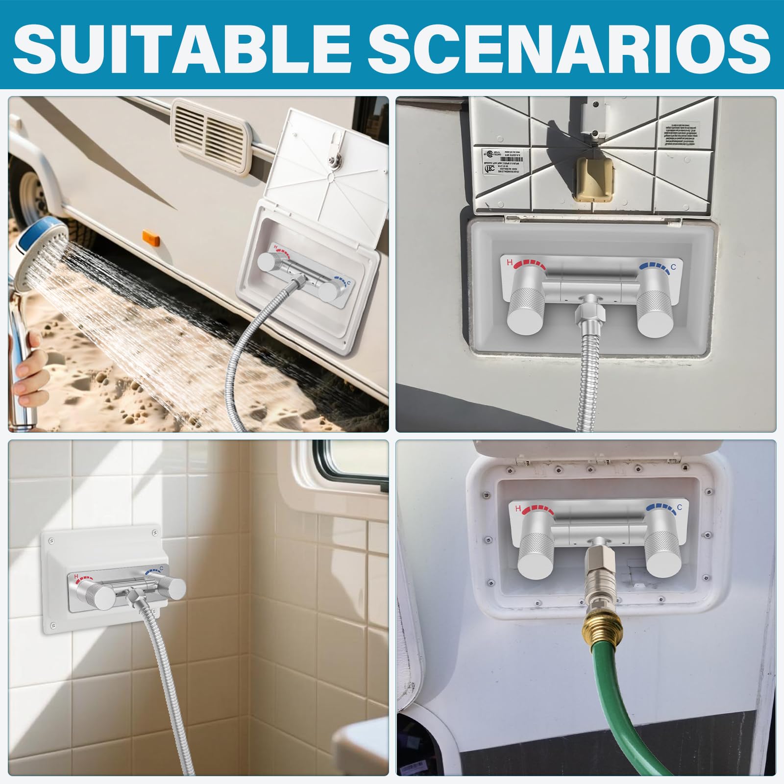 F-pianwe reversible outlet adapts to different RV installation orientations.