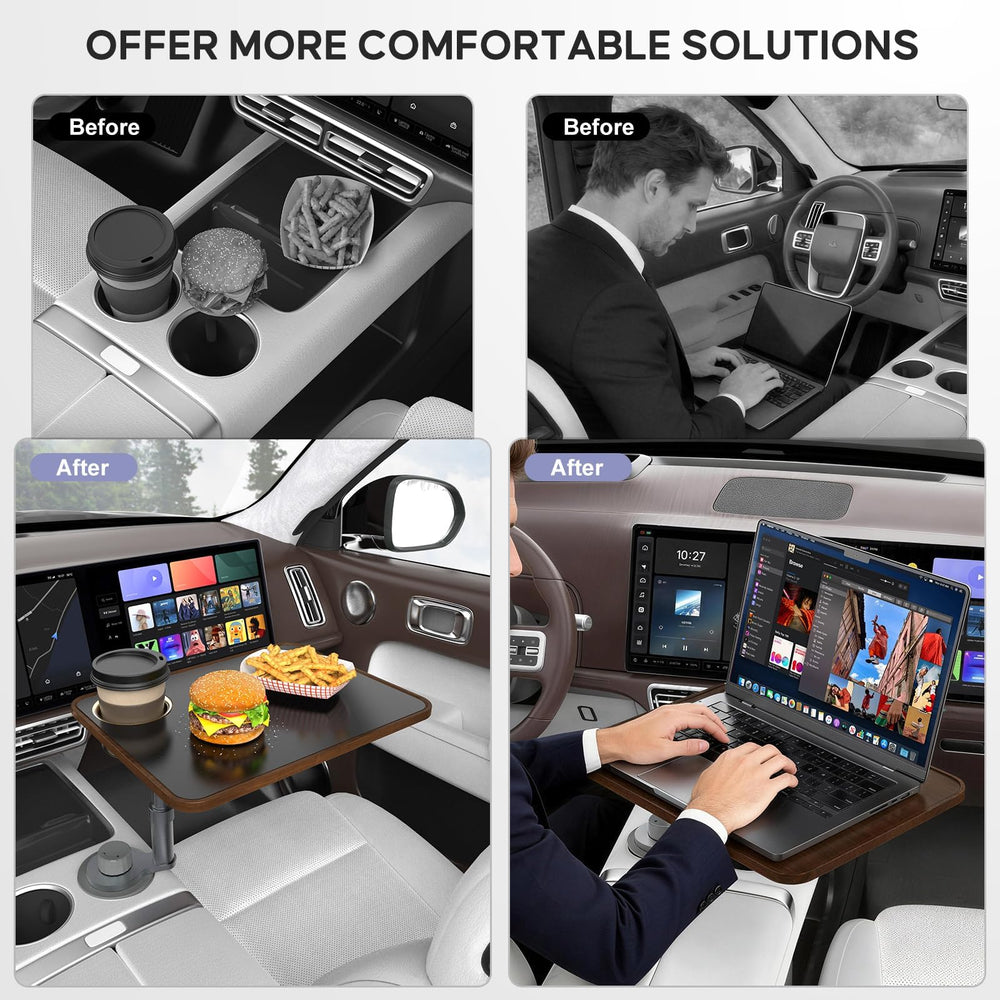 Fabias 360-degree rotating cup holder ensures easy access from either seat.