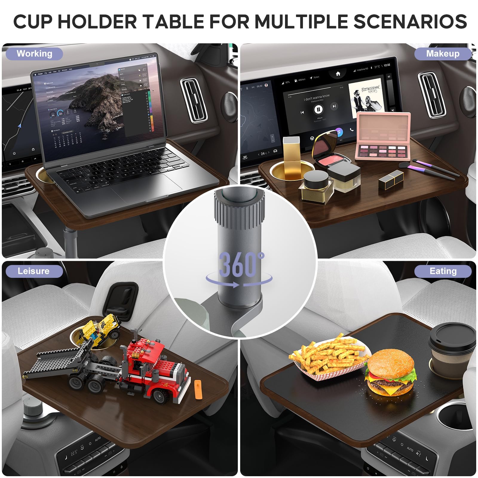 Fabias vehicle desk fits Tesla Model Y/3 and Ford F-150 for easy, secure use.