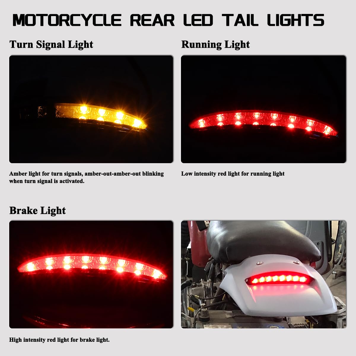 FACAILAHA smoked lens tail light with brake and turn signals on Harley