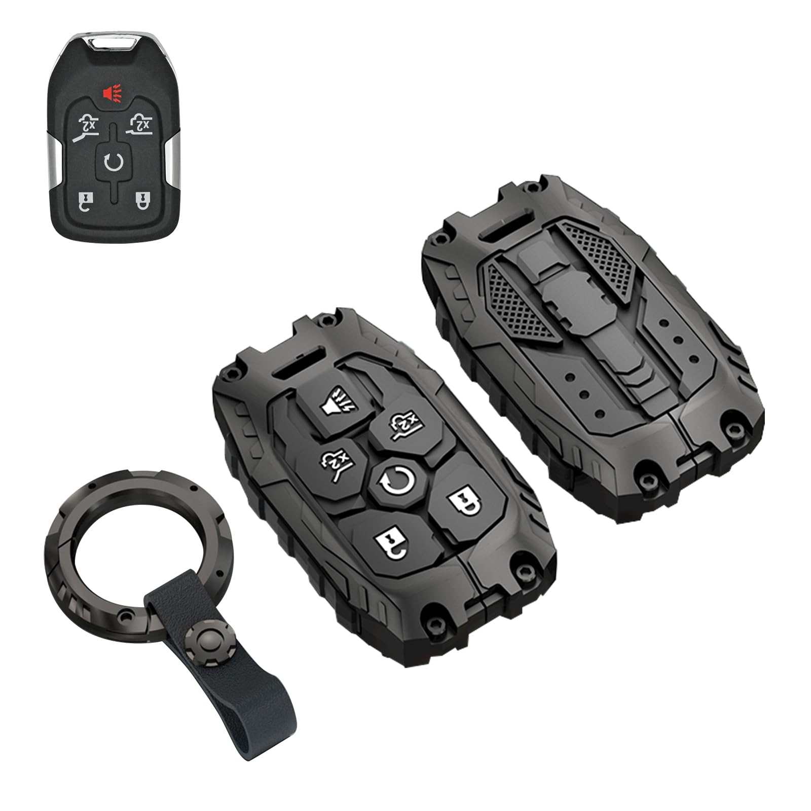 Facaizhu heavy key fob cover for Chevy Suburban; rugged metal shell protection.