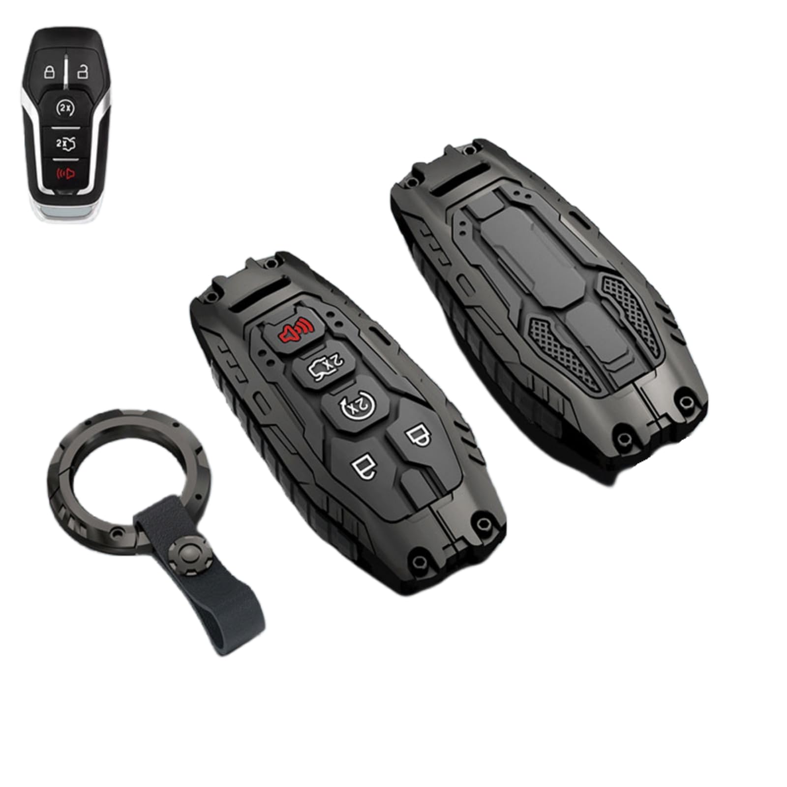 Facaizhu heavy key fob cover for Ford front view with precise 1:1 fit
