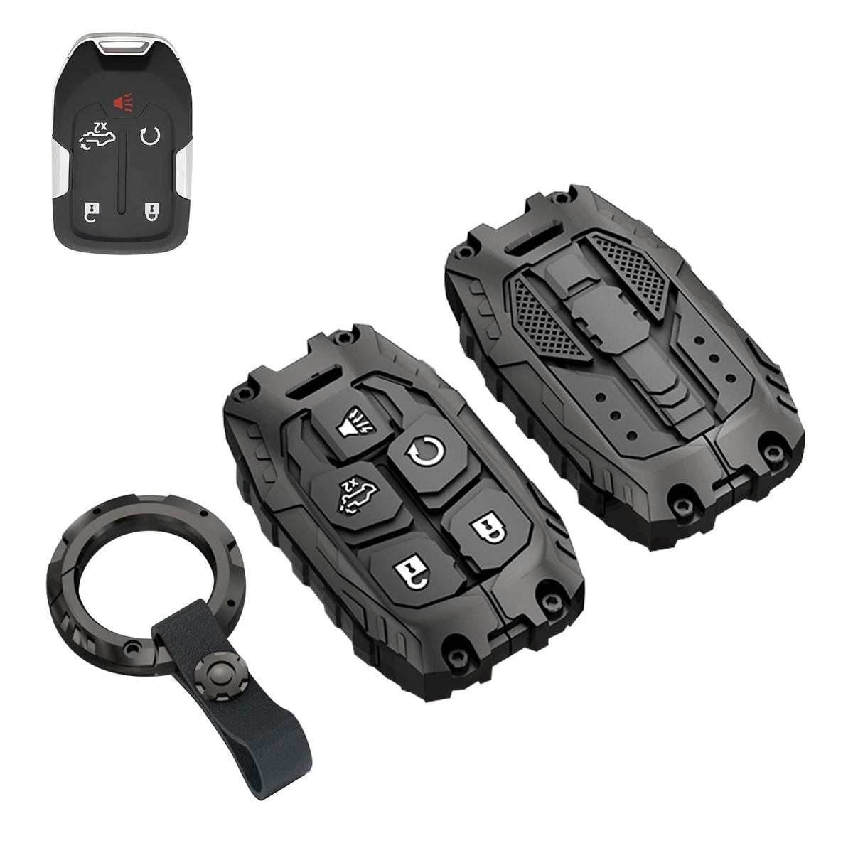 Facaizhu heavy key fob cover gmc-sierra-1to1-fit ensures exact shape and secure fit.