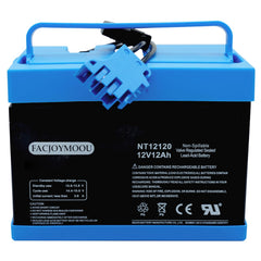 FACJOYMOOU 12V Peg Perego battery front view, reliable power for ride-on toys.