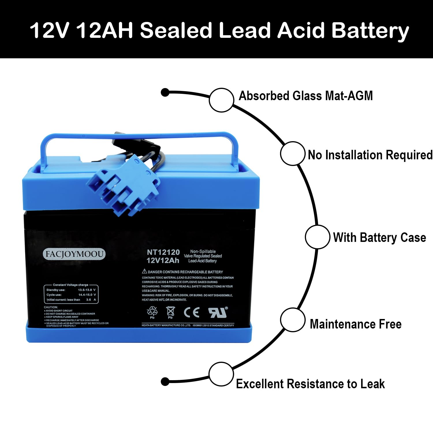 FACJOYMOOU 12V Peg Perego battery packaged, ready to install in seconds.