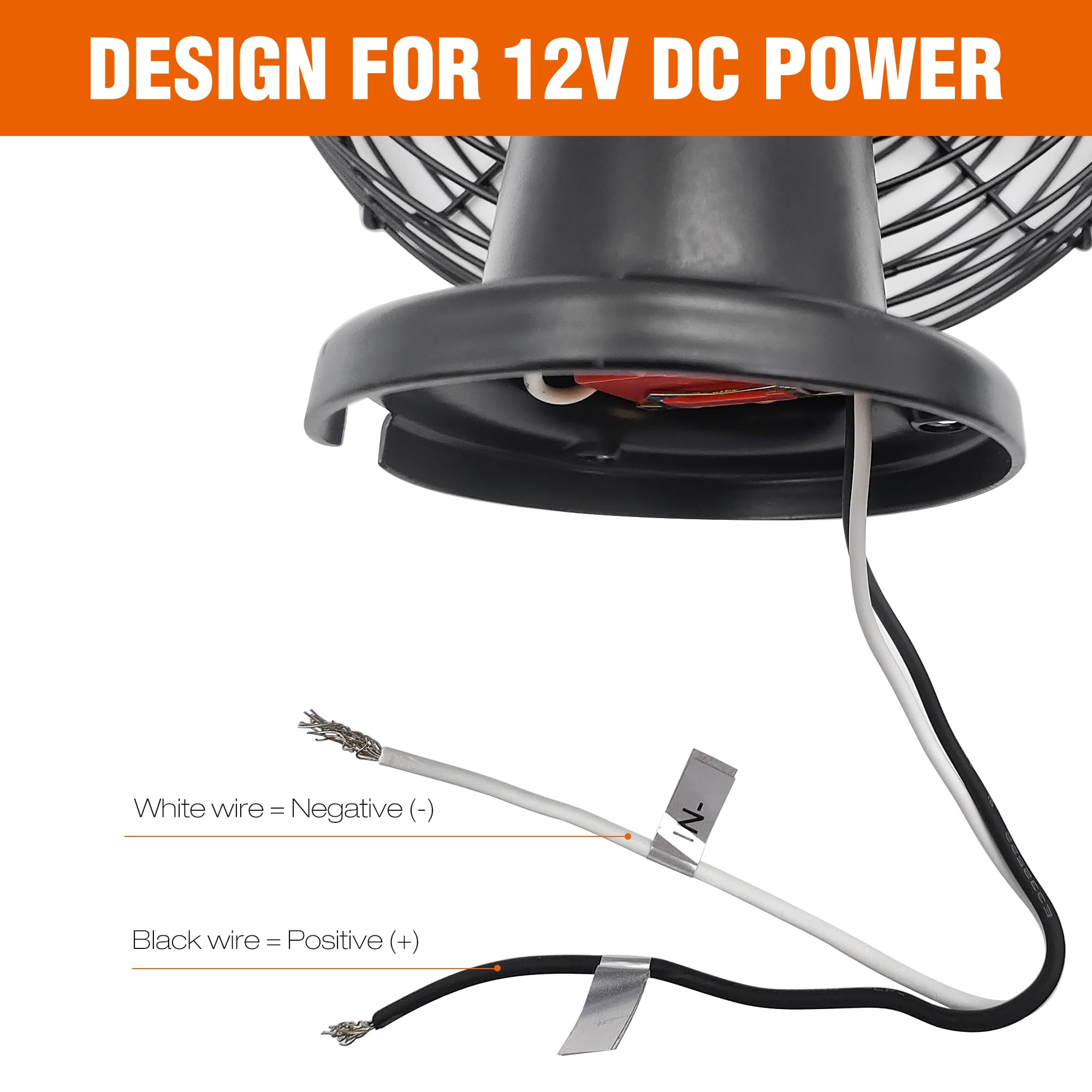 Facon 12V RV cooling fan black metal body conveys rugged durability