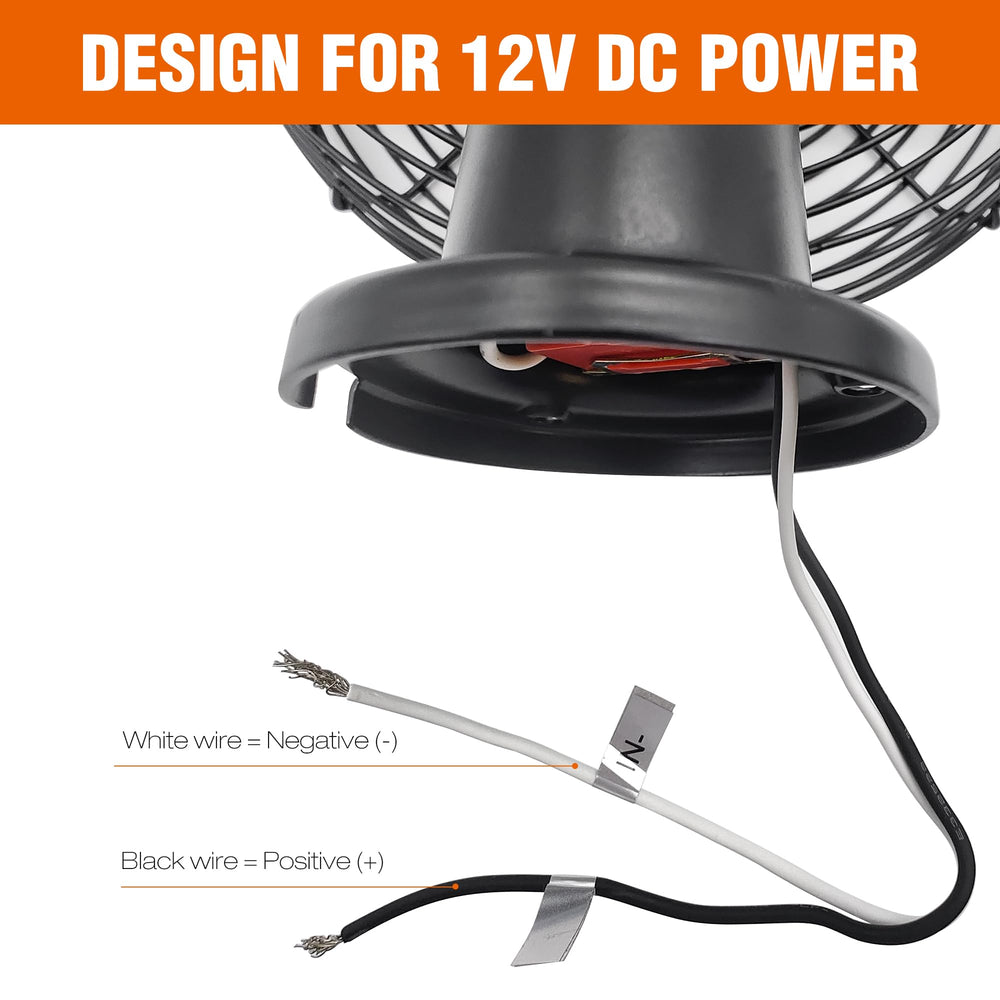 Facon 12V RV cooling fan black metal body conveys rugged durability