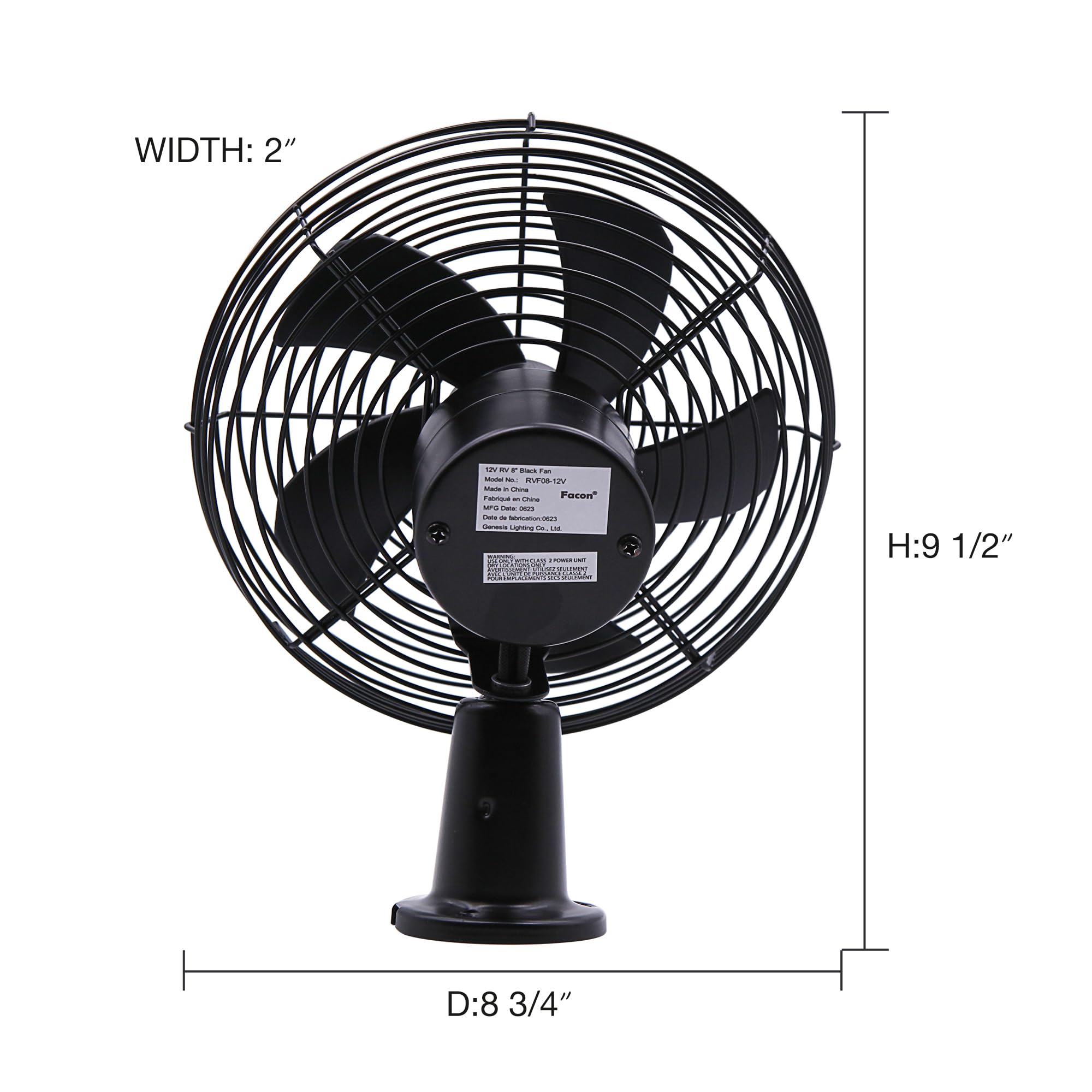 Facon 12V RV cooling fan dash mount demonstrates flexible placement on dashboards or ceilings