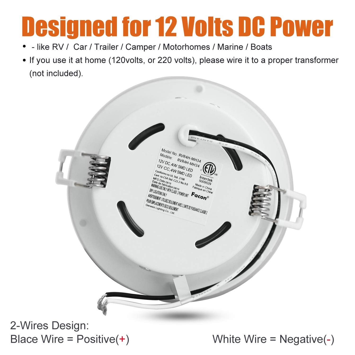 Facon 4W LED delivers bright 280 lumens with low power draw.