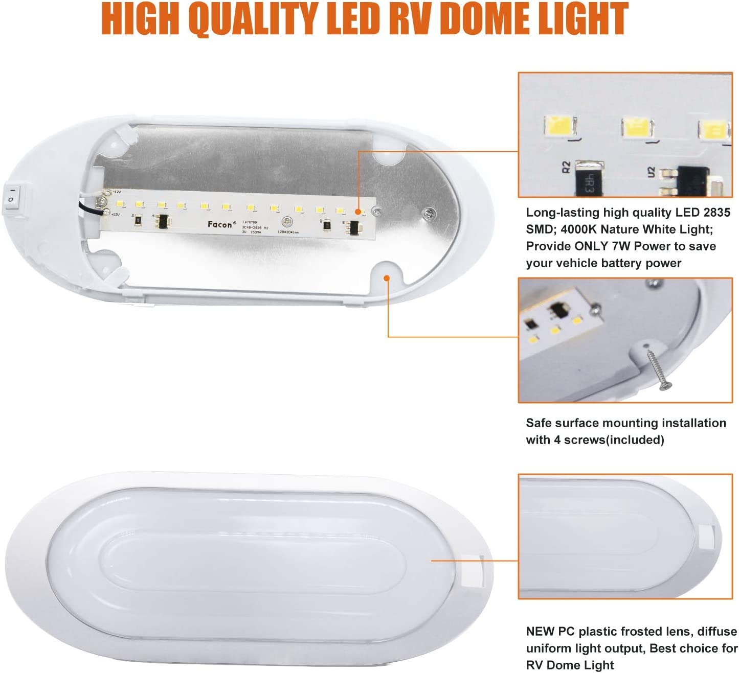 Facon 4000K task-light view demonstrates bright, clear workspace in RV for meal prep.