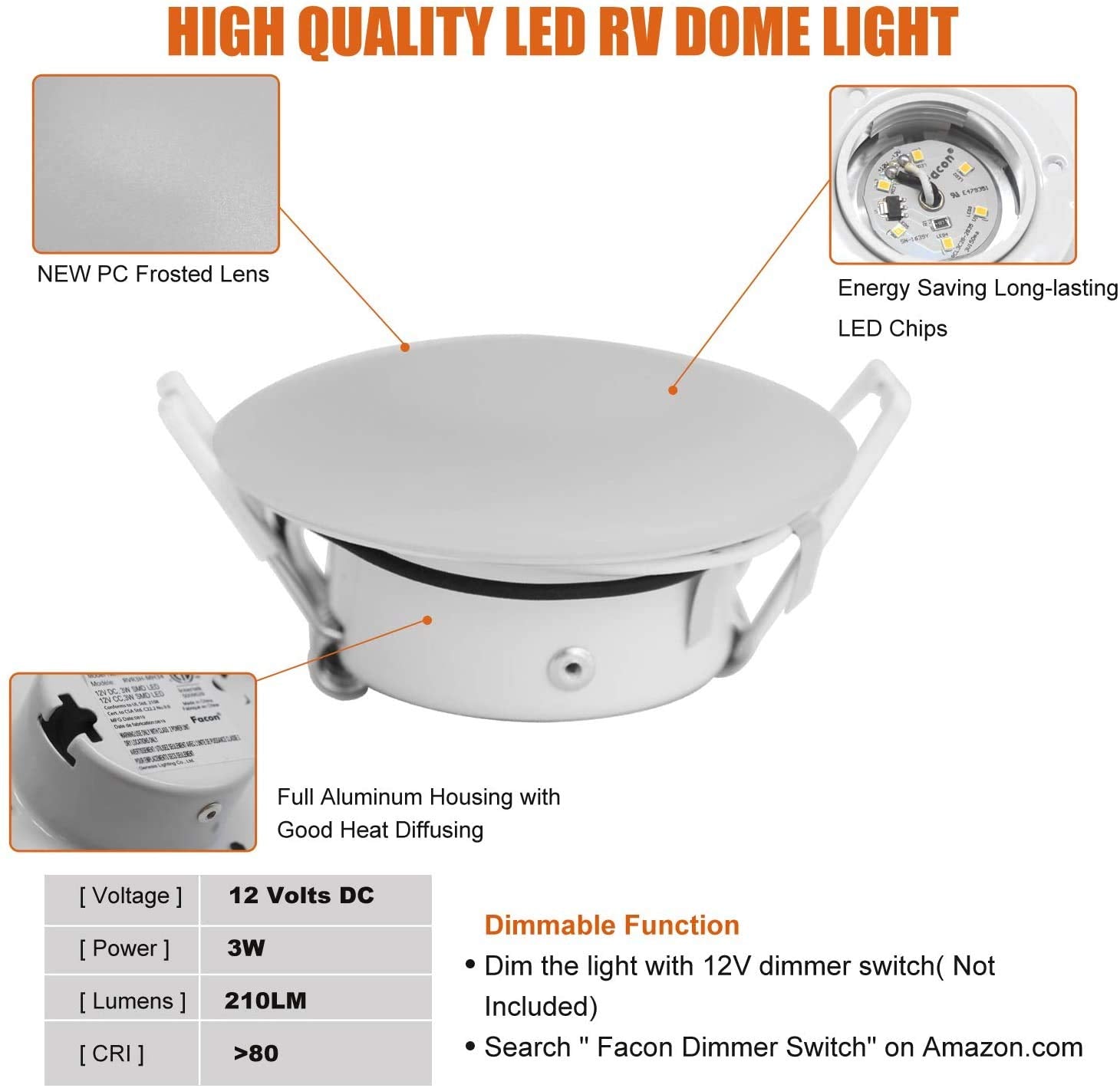 Facon pack of 2 RV puck lights for immediate upgrade.