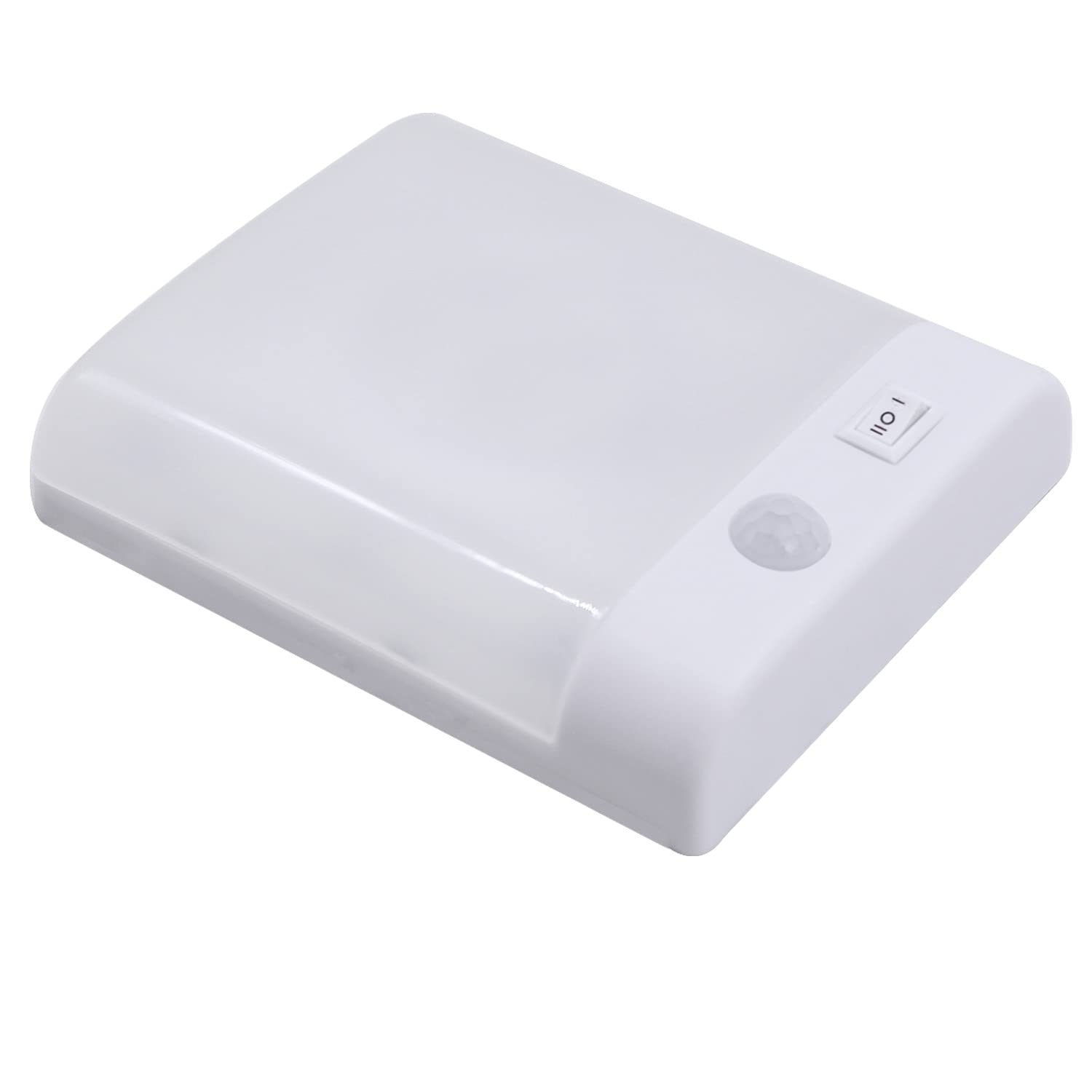 Facon Square RV motion sensor light front view, showcasing compact pancake design for tight ceilings.