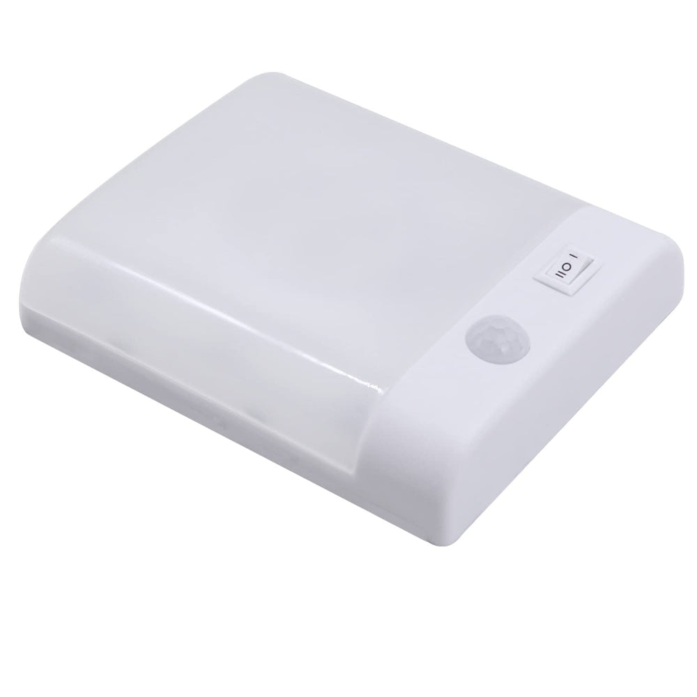 Facon Square RV motion sensor light front view, showcasing compact pancake design for tight ceilings.