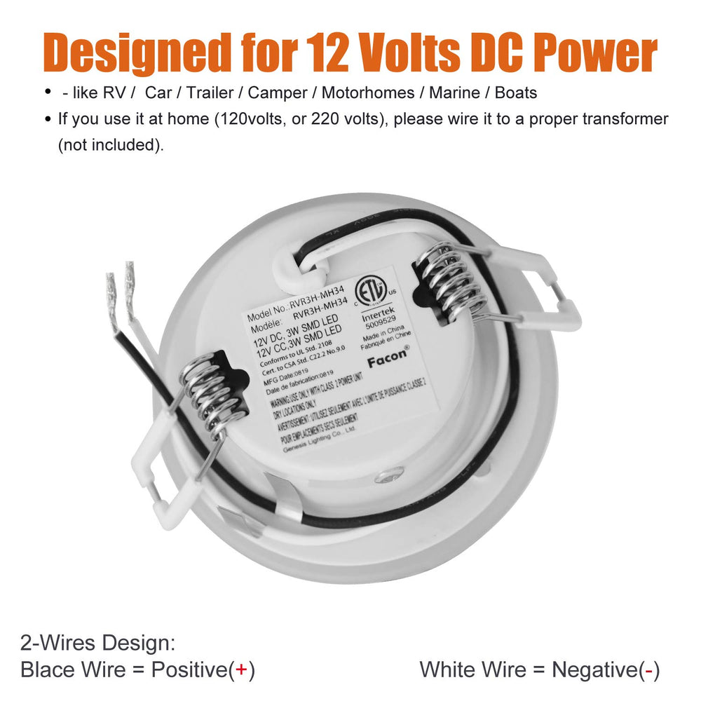 Warm white light ideal for cabins and kitchens