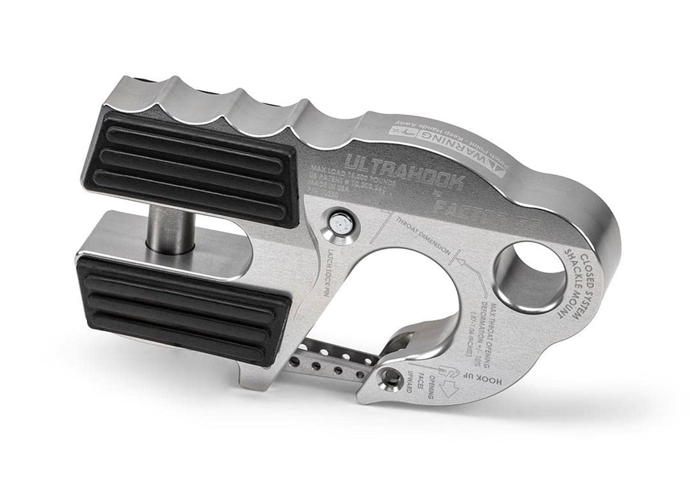 Factor 55 Ultrahook front view—compact hook for rugged off-road use.