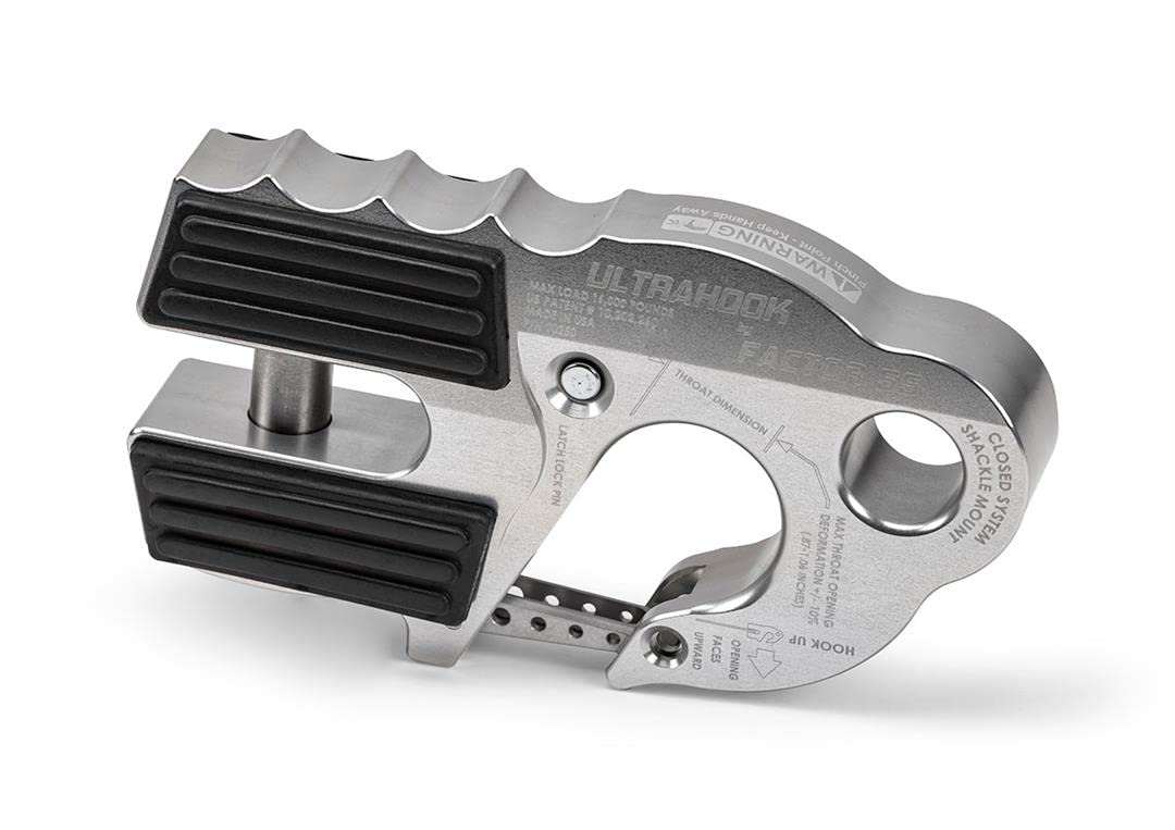 Factor 55 Ultrahook front view—compact hook for rugged off-road use.