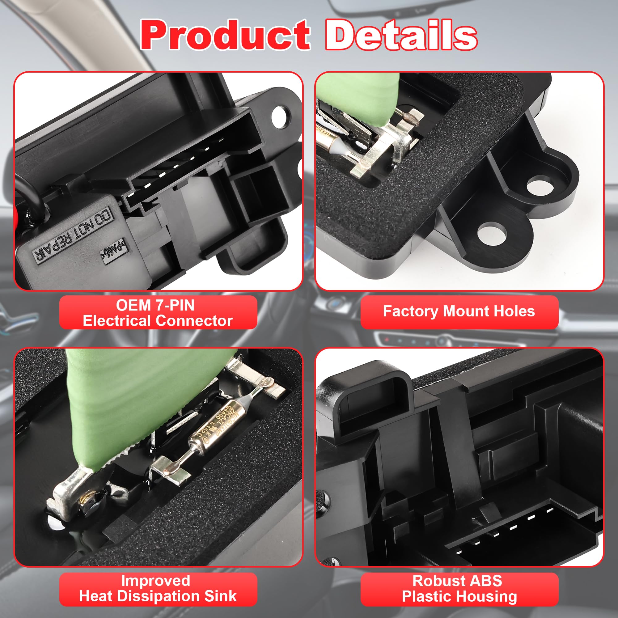 FAERSI blower resistor Envoy with harness ensures easy installation and consistent airflow.