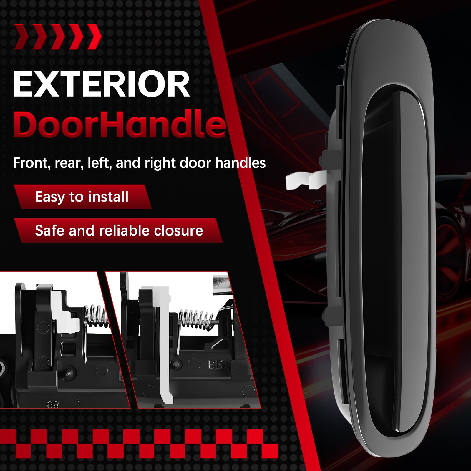 FAERSI chrome exterior door handle showing chrome finish and ABS material.