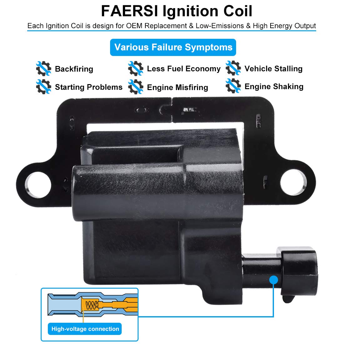 FAERSI ignition coil pack installed on engine demonstrates quick plug-and-play installation.