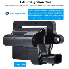 FAERSI ignition coil pack OEM-label shows compatible numbers for easy replacement.